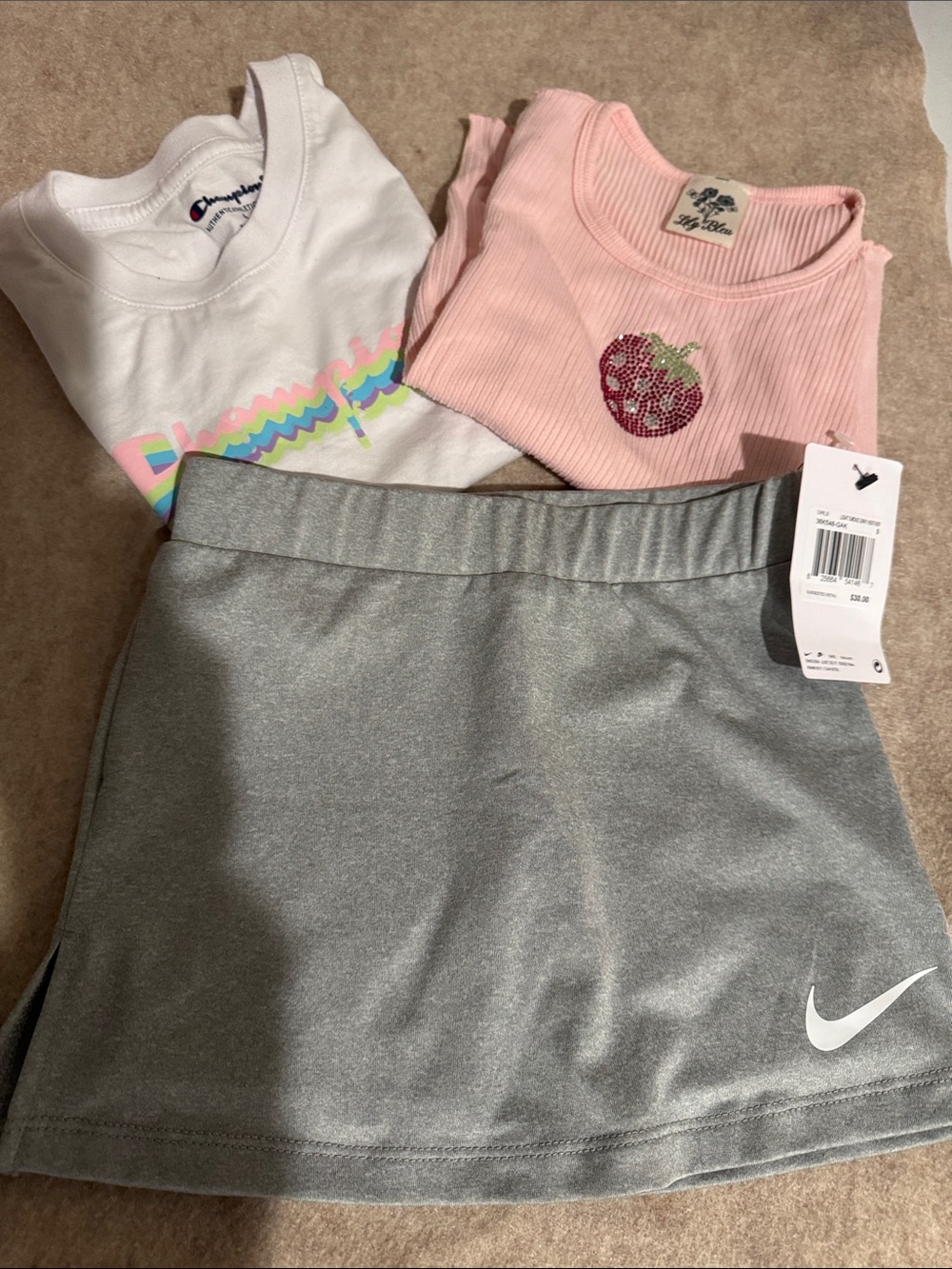 Nike Girls' Silver Gray Athletic Skort with White Swoosh